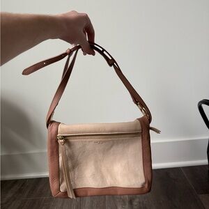 rag & bone Beige and Brown Leather Olympus Shoulder Bag with Front Zip